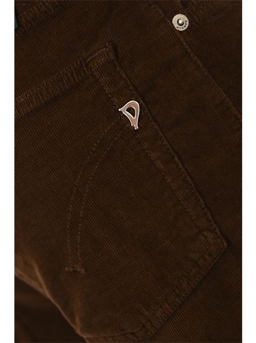 Jeans Marlen wide leg in cotone e lyocell millerighe Caffè DONDUP | DP775 VS0030 BM5789